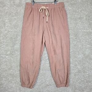 American Eagle Joggers Womens Large Pink Corduroy‎ Stretch Drawstring Pull On